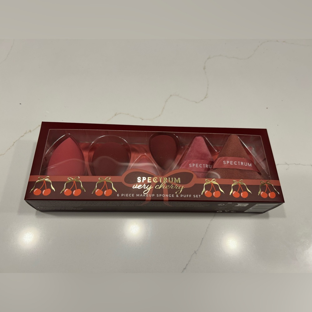 Spectrum Cherry Makeup Sponge & Puff Set - Red